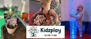 Children enjoying messy play sessions at Kidzplay & little bees
